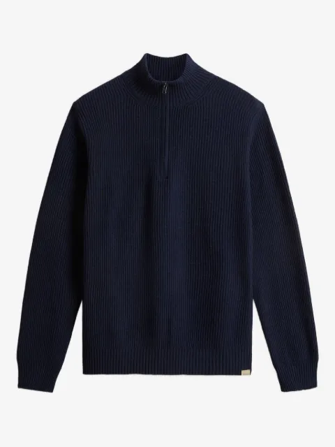 Woolrich suéter tejido de canalé con medio cierre