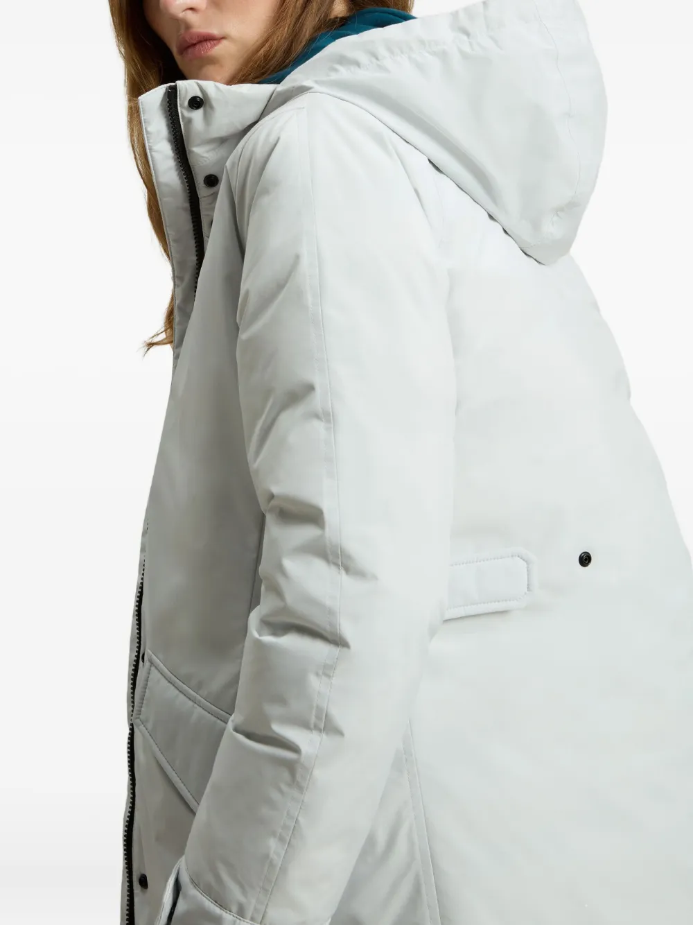 Woolrich Cloud Stand-collar Belted Coat In Blue