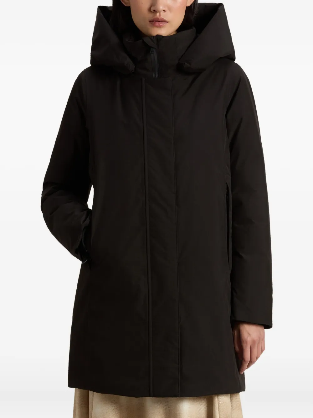 Woolrich Hooded Parka Coat In Black