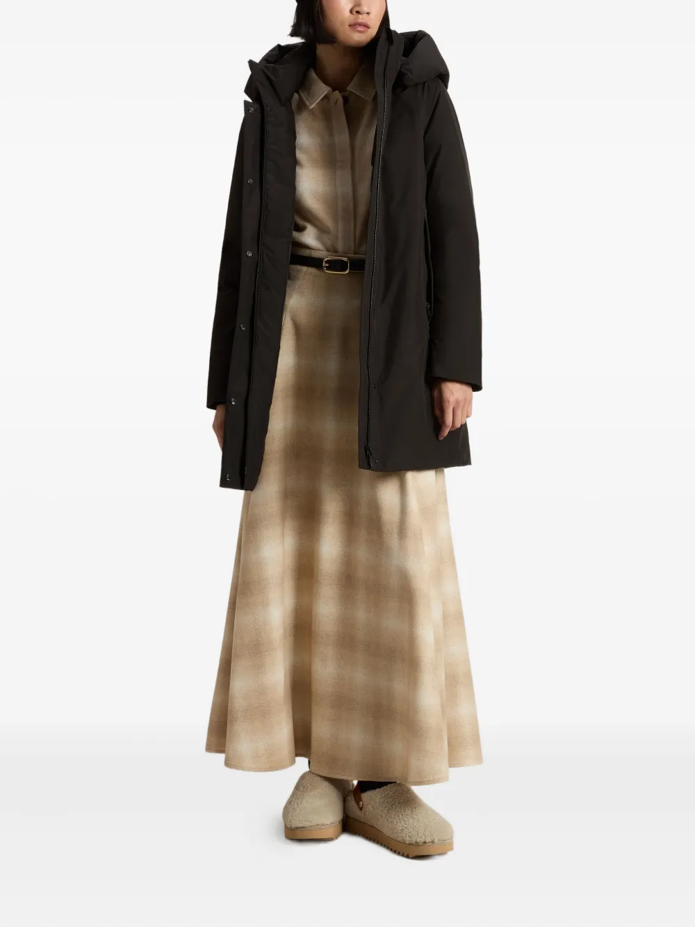 Woolrich Hooded Parka Coat In Black