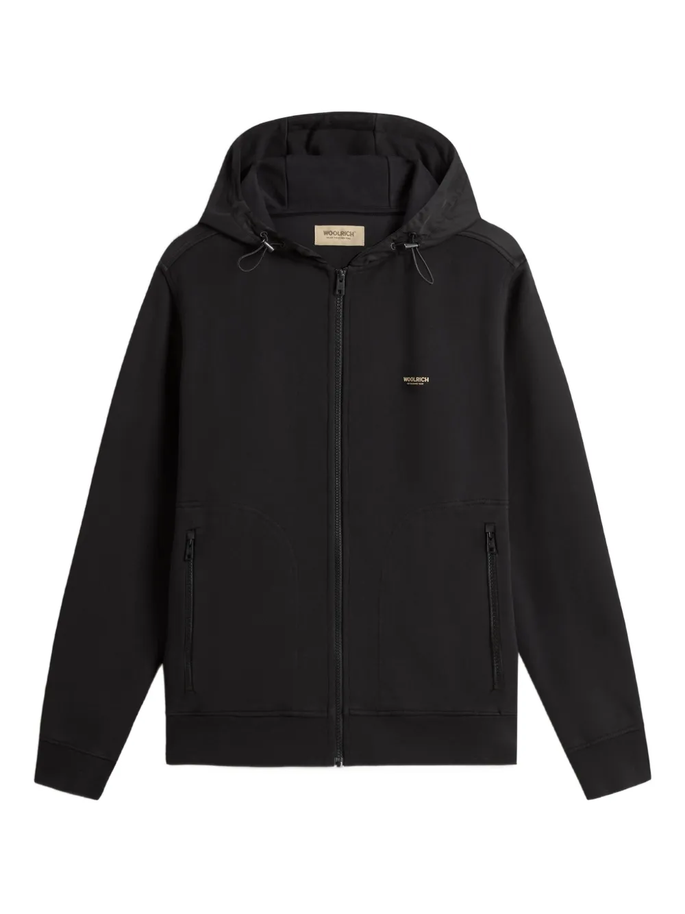 Woolrich Mixmedia Full-zip Hoodie In Black