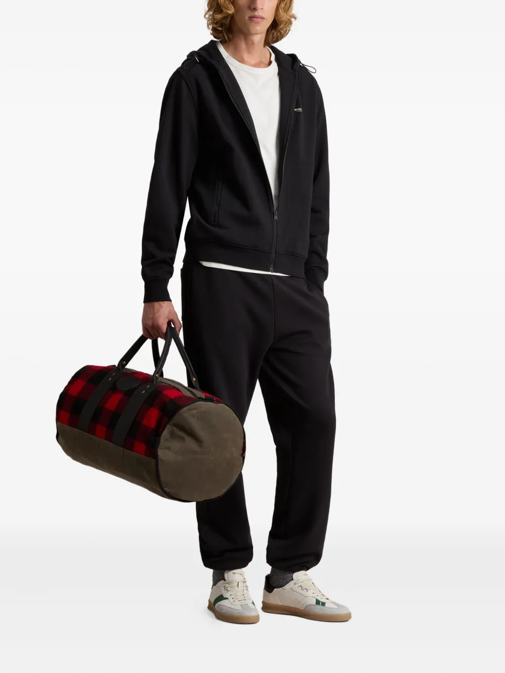 Woolrich Mixmedia Full-zip Hoodie In Black