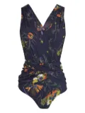 Brigitte floral-print open-back swimsuit - Black