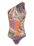 Brigitte Camila one-shoulder leaf-print swimsuit - Orange