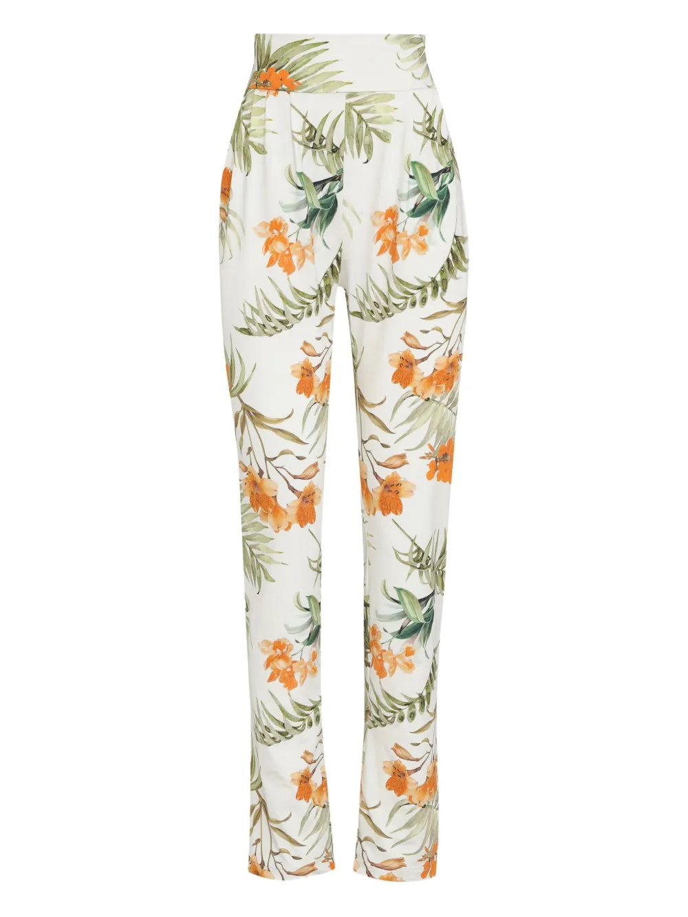 Brigitte floral-print pleated trousers Wit