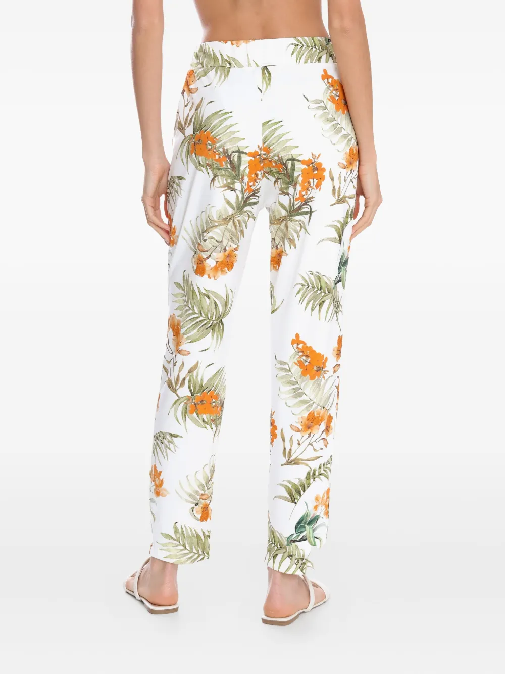 Brigitte floral-print pleated trousers Wit