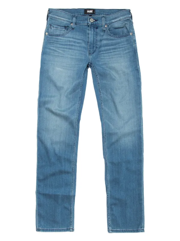 PAIGE Back Patch Straight-leg Jeans in Blue