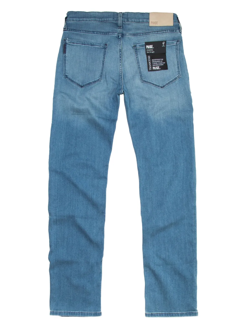PAIGE back patch straight-leg jeans - Blauw