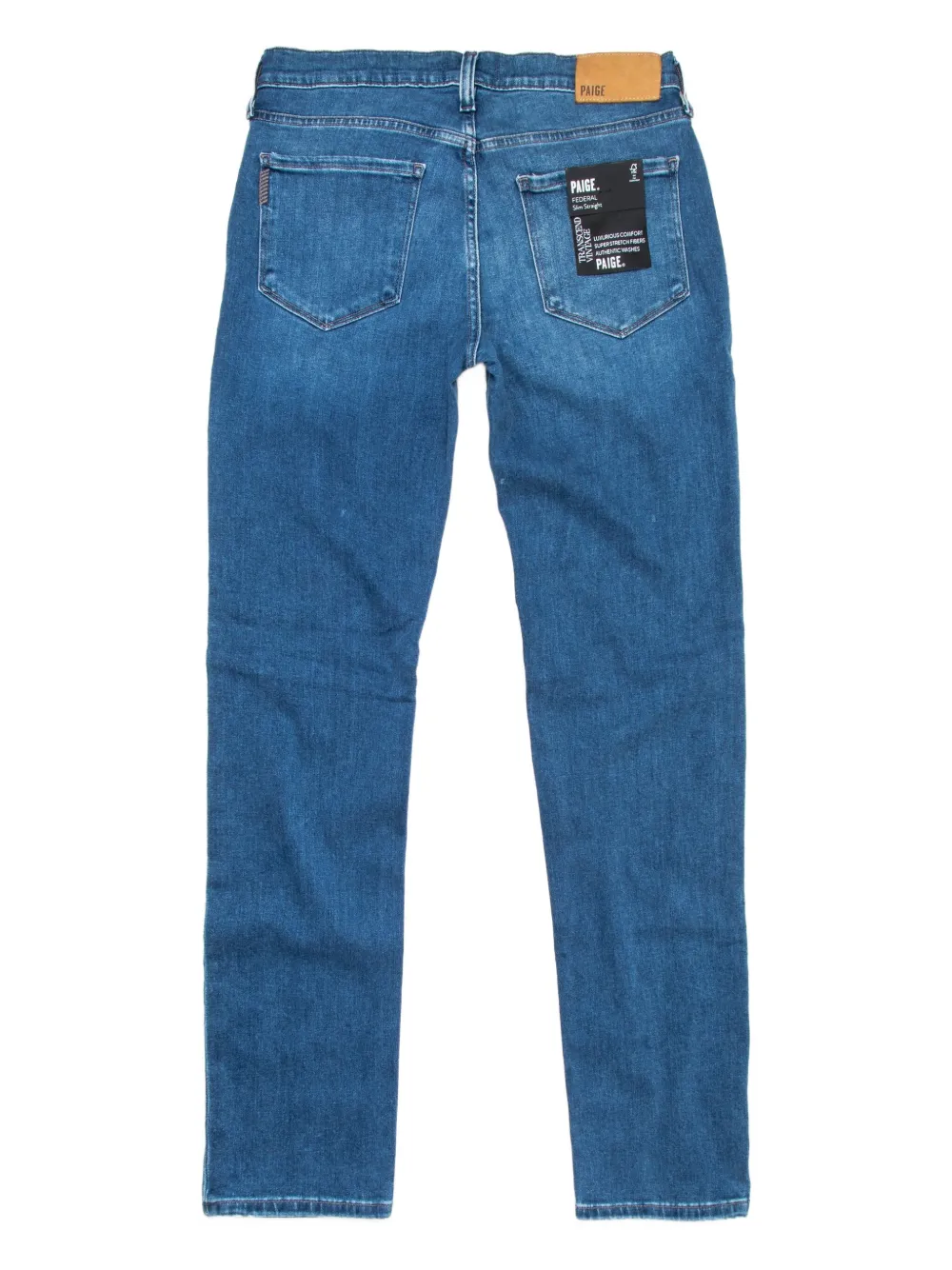 PAIGE back-patch straight-leg jeans - Blauw
