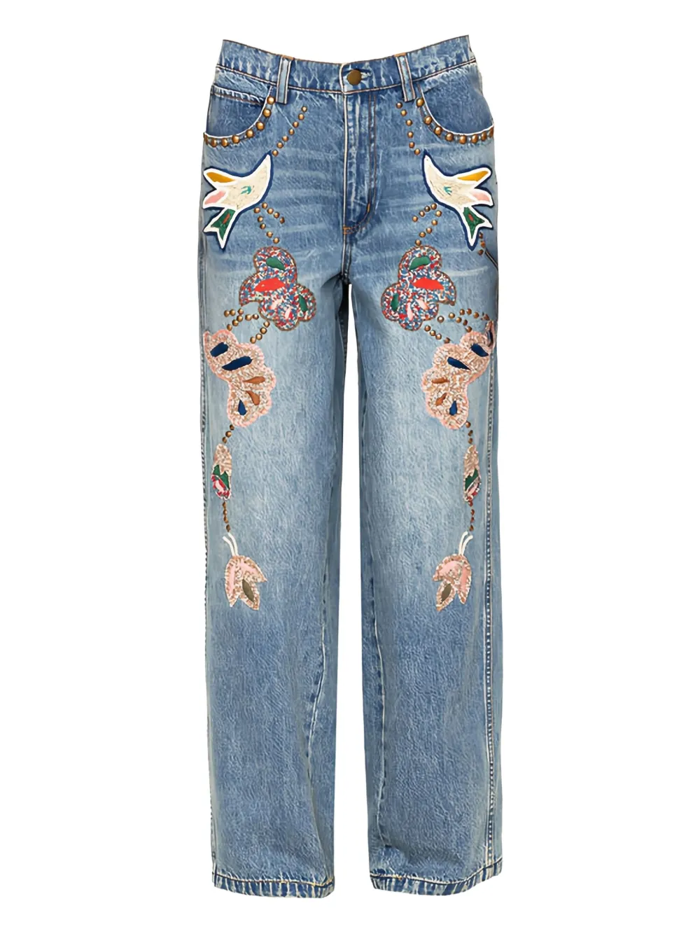 Sea Kara beaded floral jeans | Blue | Image 1