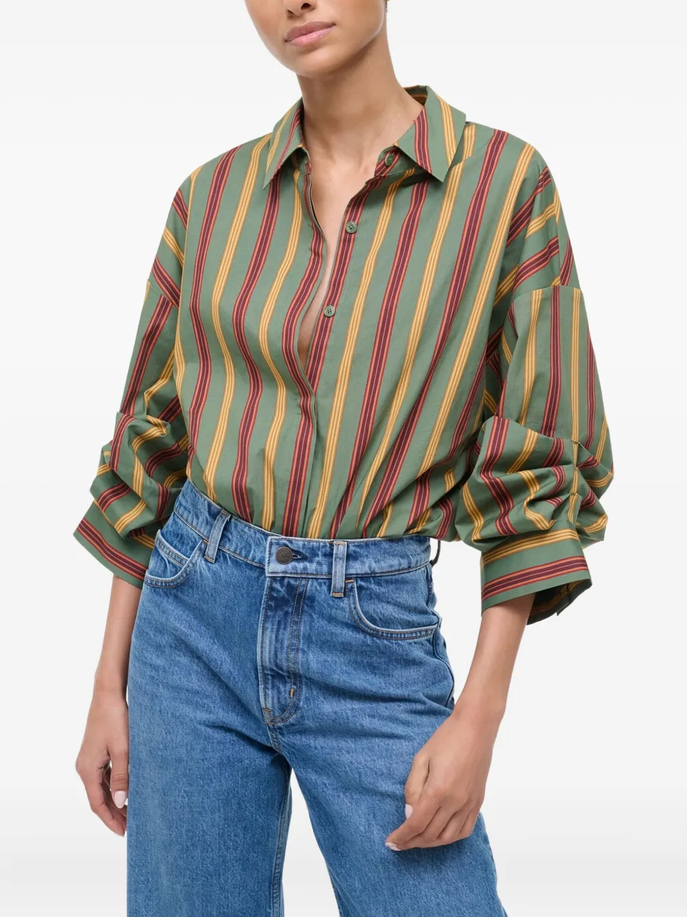 Staud Traverses Stripe-pattern Body In Green