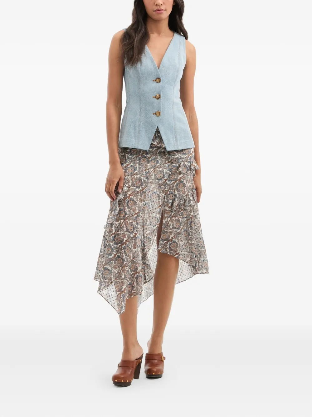 Veronica Beard Avalia button-fastening denim waistcoat | Waistcoats & Gilets | Image 2