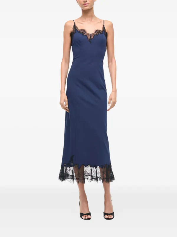 sweet 16 birthday dress ideas Staud Auden Navy Sleeveless High Neck Midi Dress