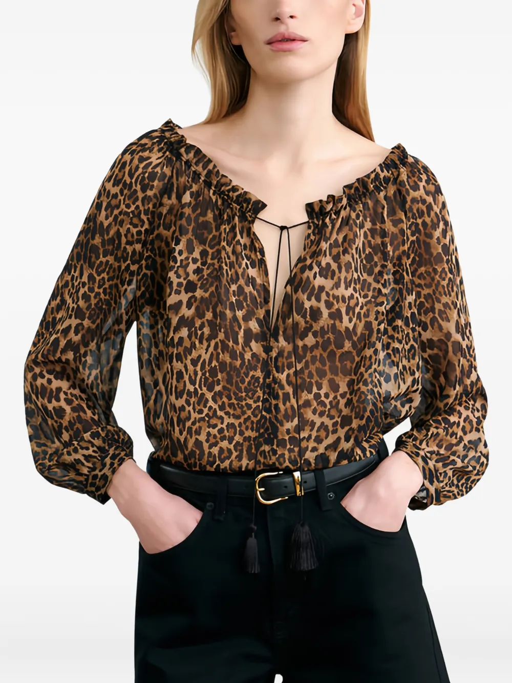 Nili Lotan Carley Silk Blouse Vintage Leopard Print In Brown