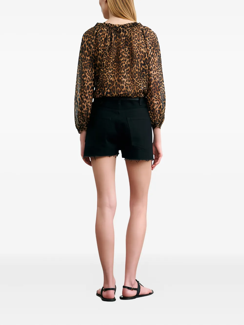 Nili Lotan Blouse met luipaardprint en kwastje - Bruin