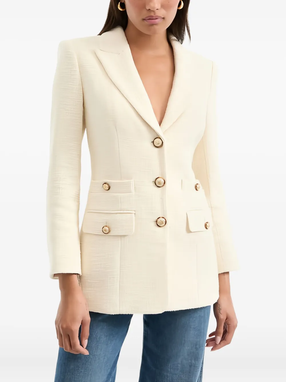 Veronica Beard Blazer met enkele rij knopen Beige