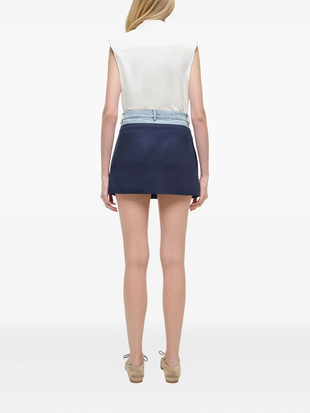 Simkhai Hampton mini-rok met denim vlakken - Blauw