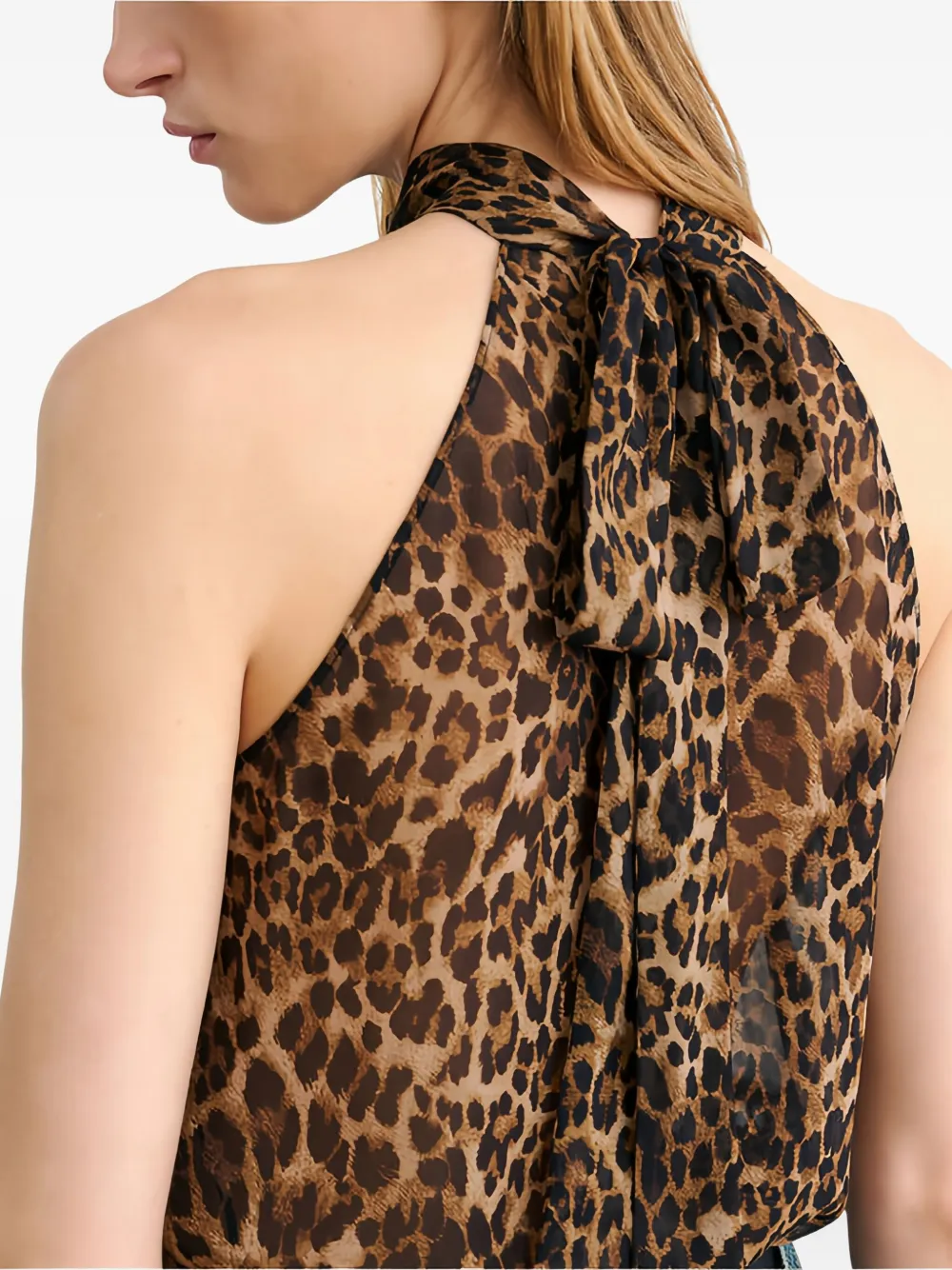 Nili Lotan Alla Tie-neck Leopard-print Silk Top In Brown