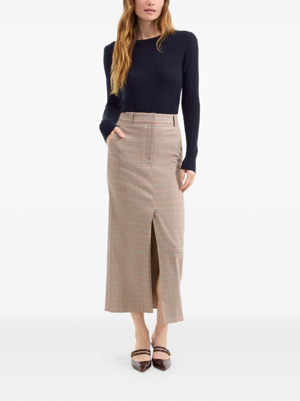Veronica Beard check-pattern split midi skirt | High-Waisted Skirts | Image 2