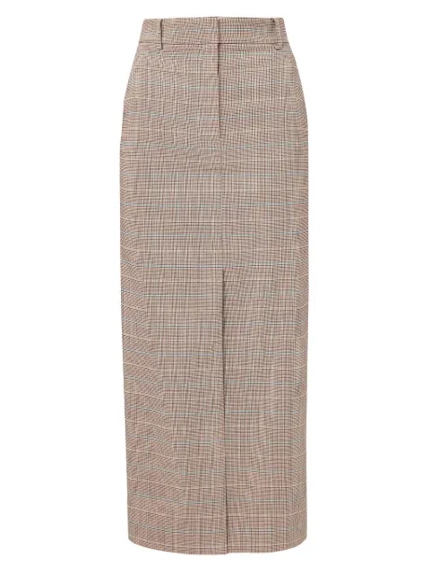 Veronica Beard check-pattern split midi skirt