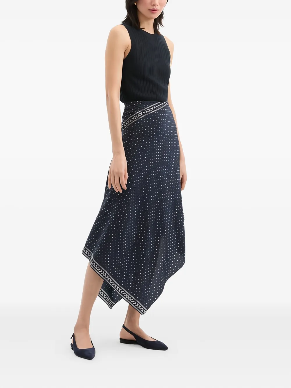 Veronica Beard Polka-dot Asymmetric Skirt In Blue