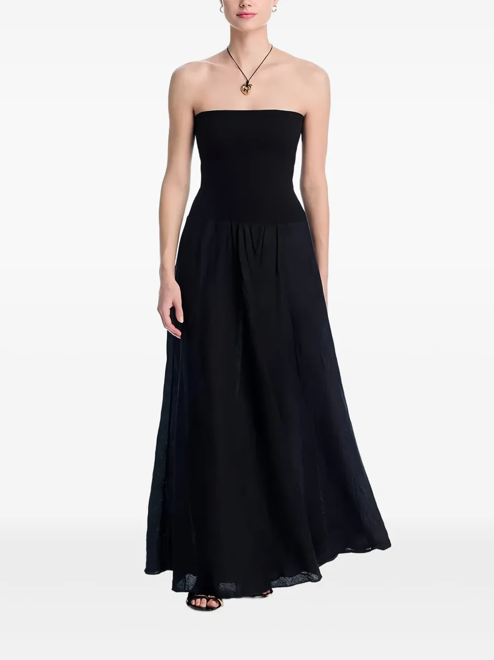 Johanna Ortiz linen-cotton blend maxi A-line skirt - Nero