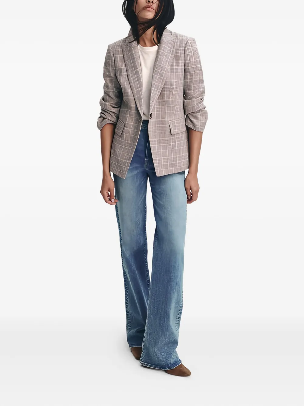 Veronica Beard Obie Dickey Plaid-pattern Single-breasted Blazer In Gray