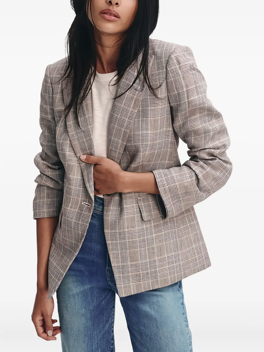 Veronica Beard Obie Dickey Plaid-pattern Single-breasted Blazer In Gray
