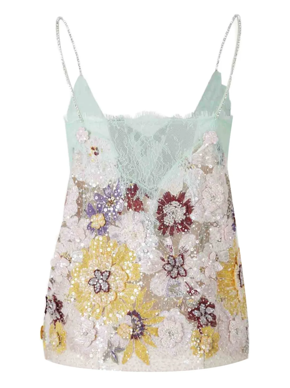 Costarellos Top met pailletten en geborduurd kant - Beige