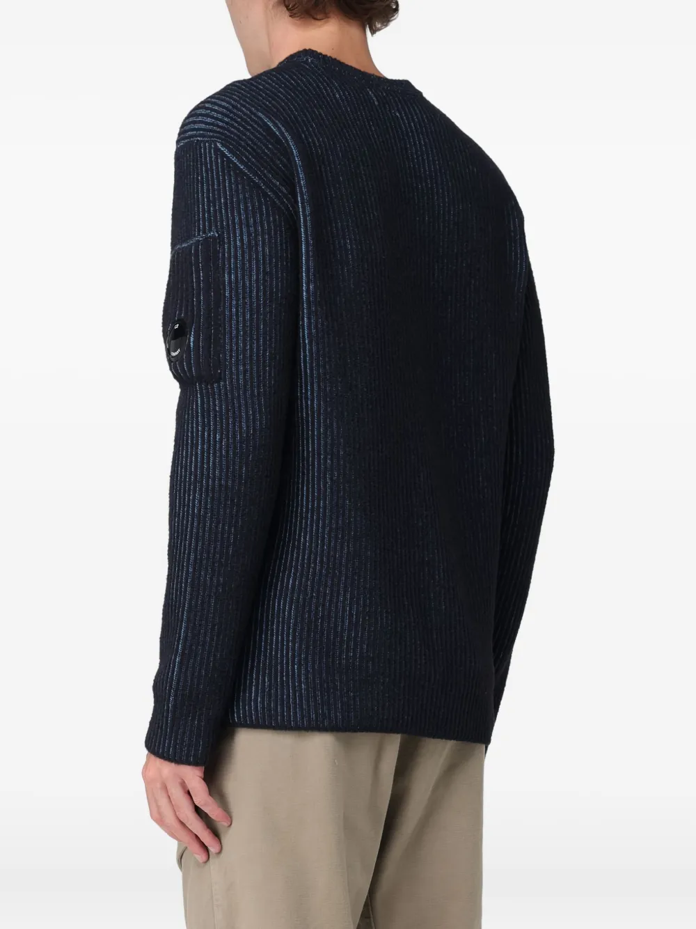 C.P. Company Geribbelde trui met zak Blauw