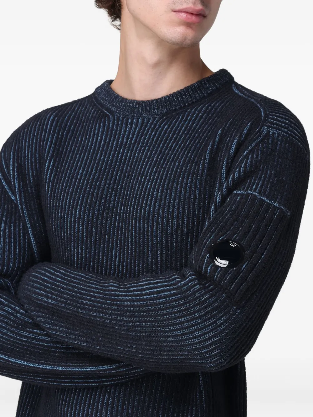 C.P. Company Geribbelde trui met zak Blauw