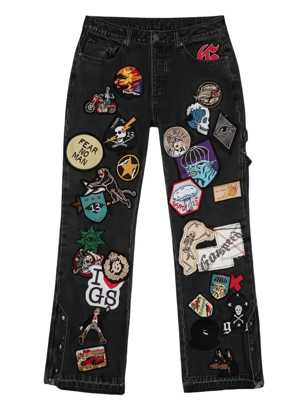 GODSPEED patchwork five-pocket jeans | Black | Image 1