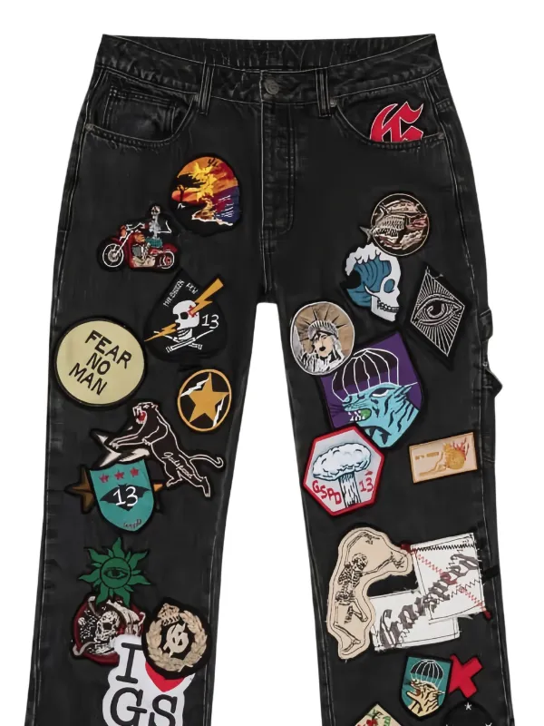 GODSPEED Patchwork five-pocket Jeans | Black | FARFETCH