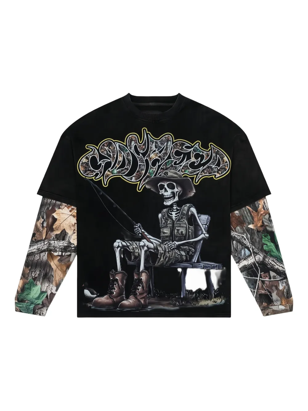 GODSPEED Gone Fishing layered T-shirt - Zwart