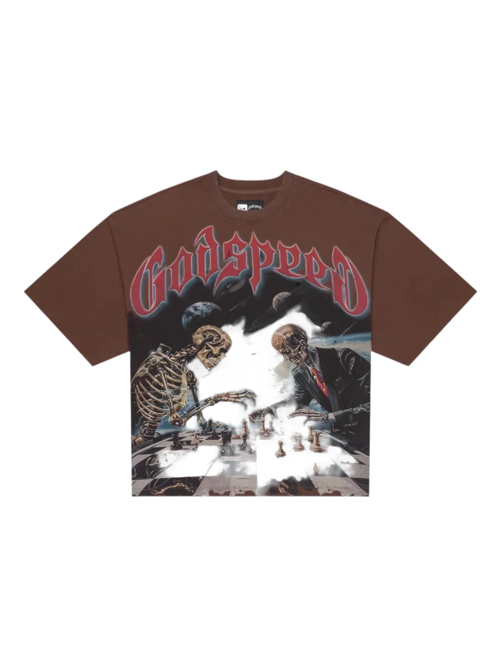 GODSPEED Checkmate graphic-print T-shirt | Brown | Image 1