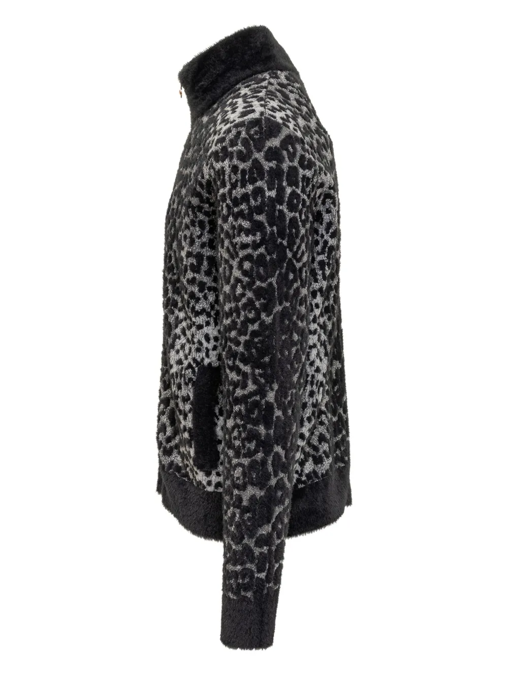 Versace leopard-pattern zip-up sweatshirt Grijs