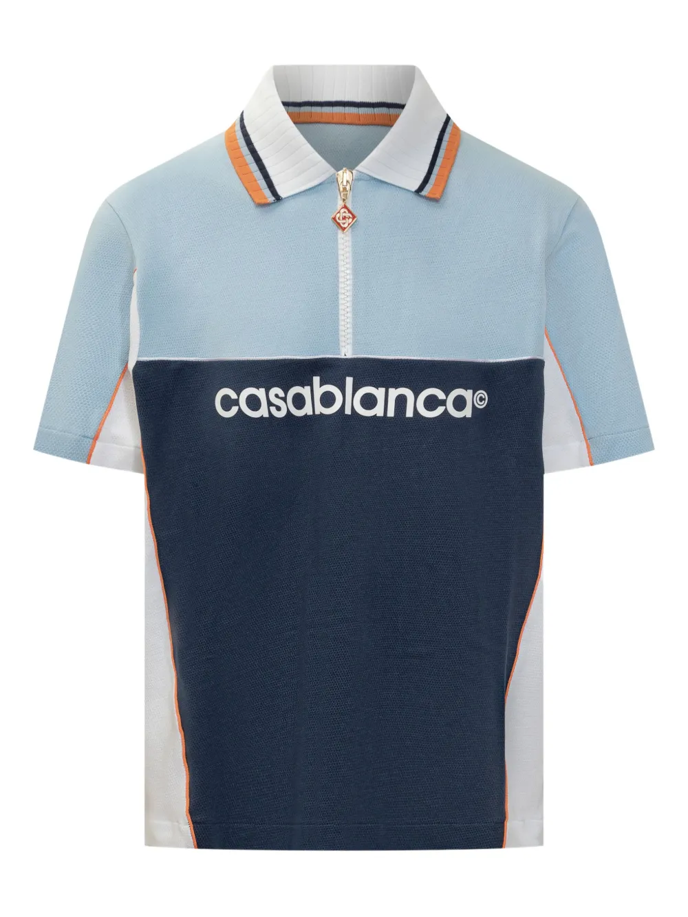Casablanca Poloshirt met colourblocking en rits Blauw