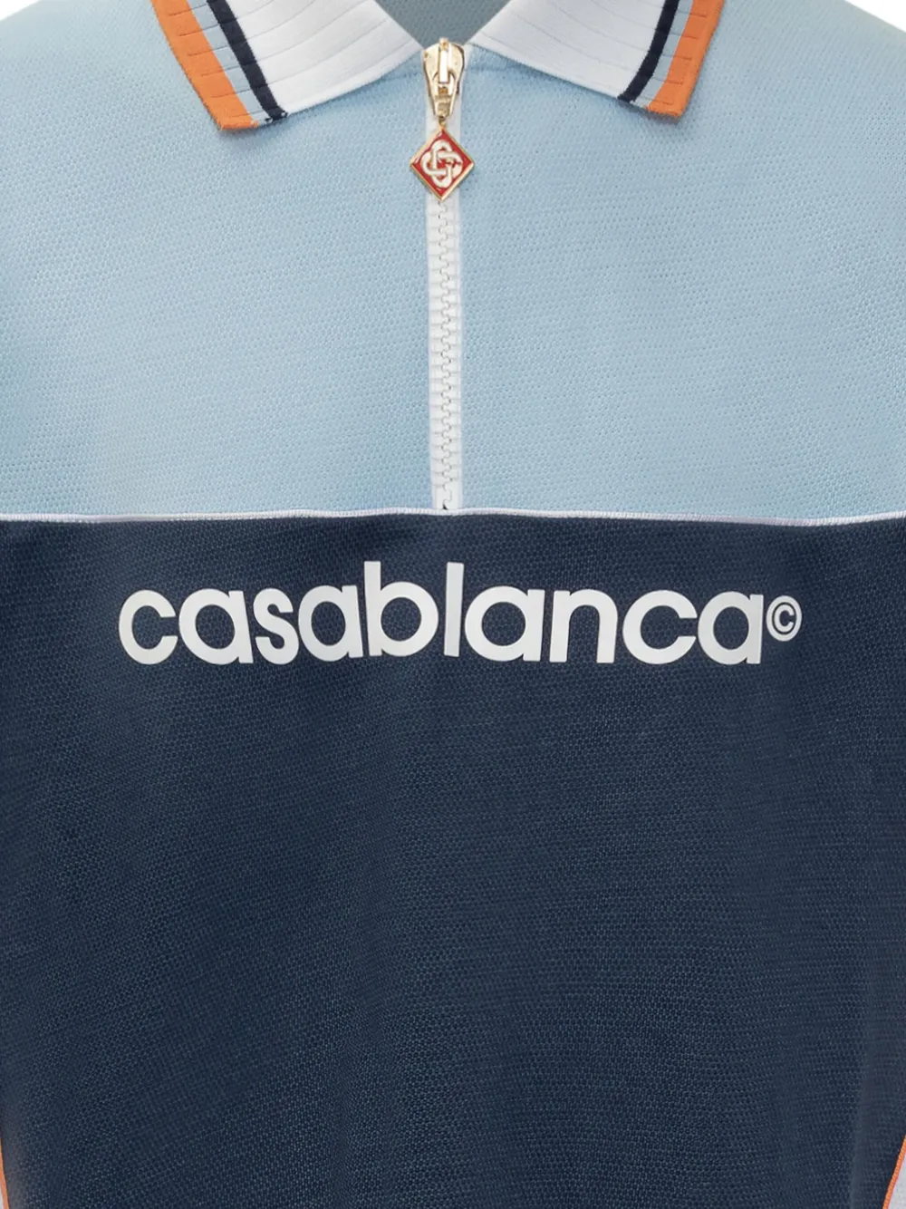 Casablanca Poloshirt met colourblocking en rits Blauw