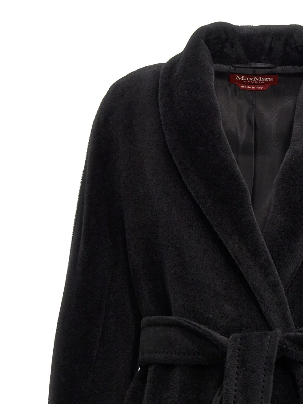 Max Mara alpaca-virgin wool blend belted coat Black