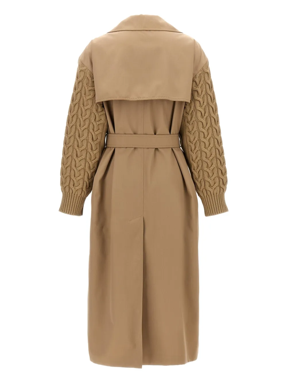 Max Mara cable-knit double-breasted trench coat Beige