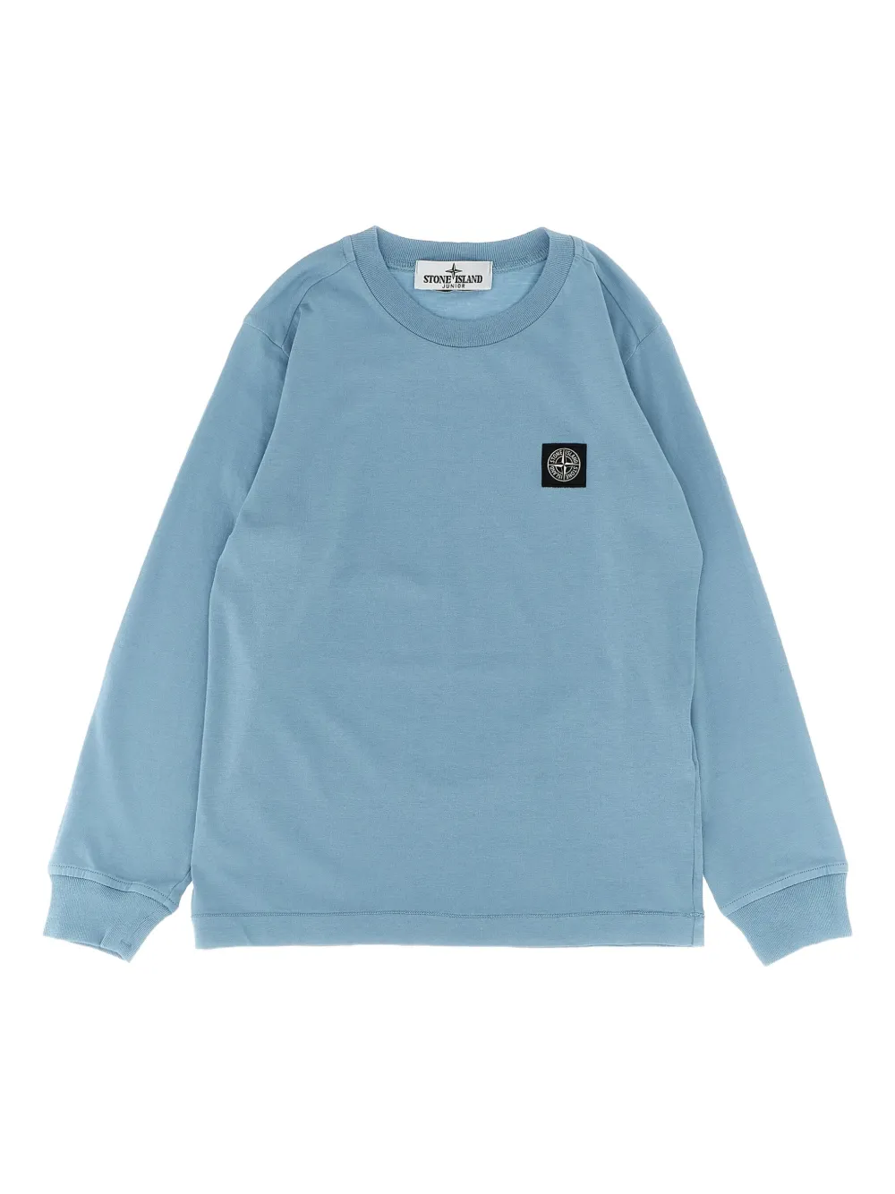 Stone Island Junior patch logo long-cuffed sleeves t-shirt Blauw