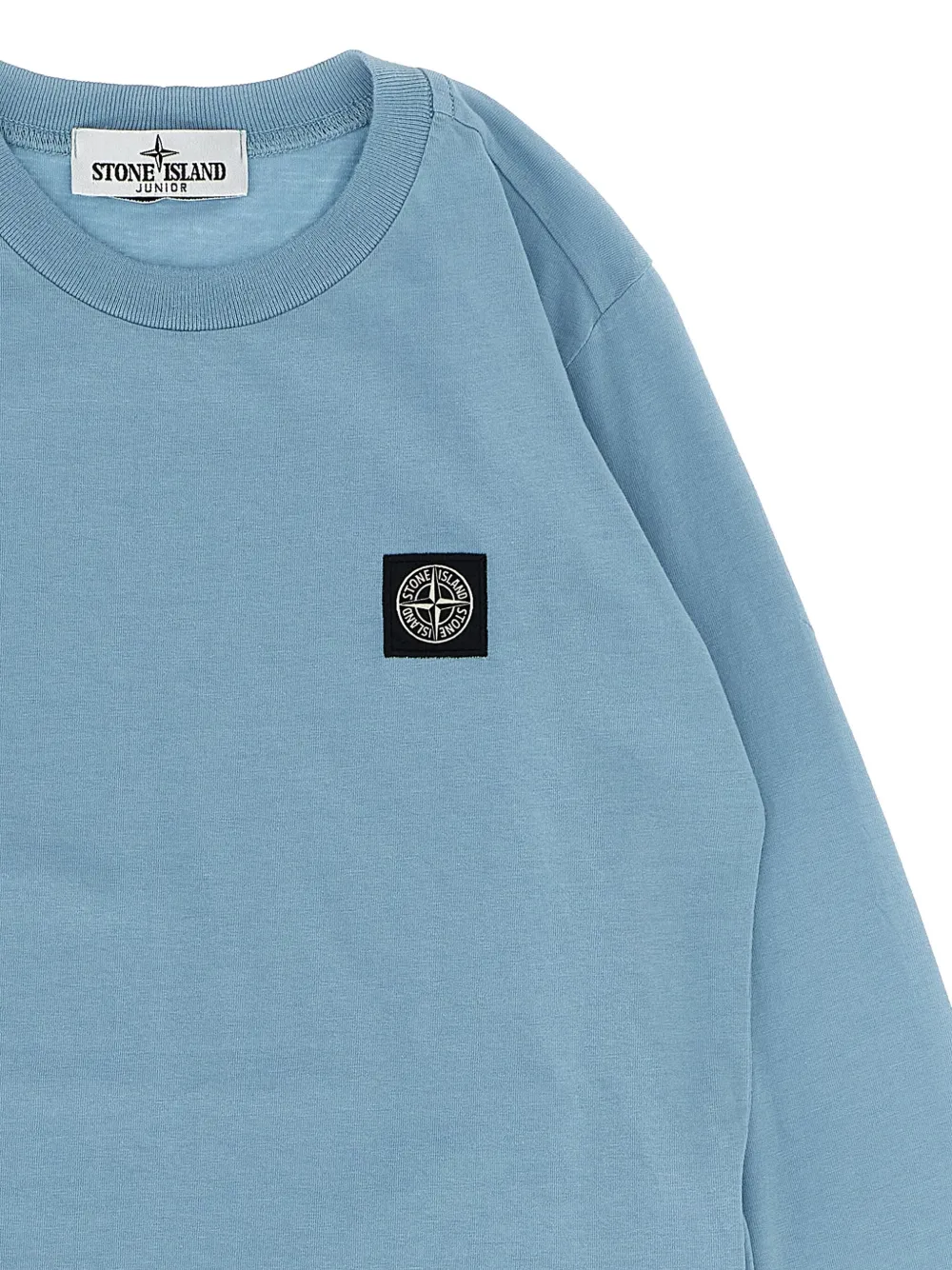 Stone Island Junior patch logo long-cuffed sleeves t-shirt Blauw