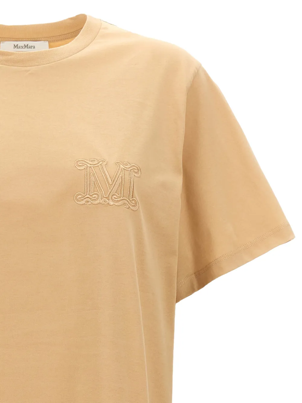 Max Mara logo-embroidered crew-neck T-shirt Beige