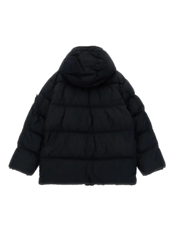 Stone Island Junior Piumino Trapuntato Con Cappuccio Nero
