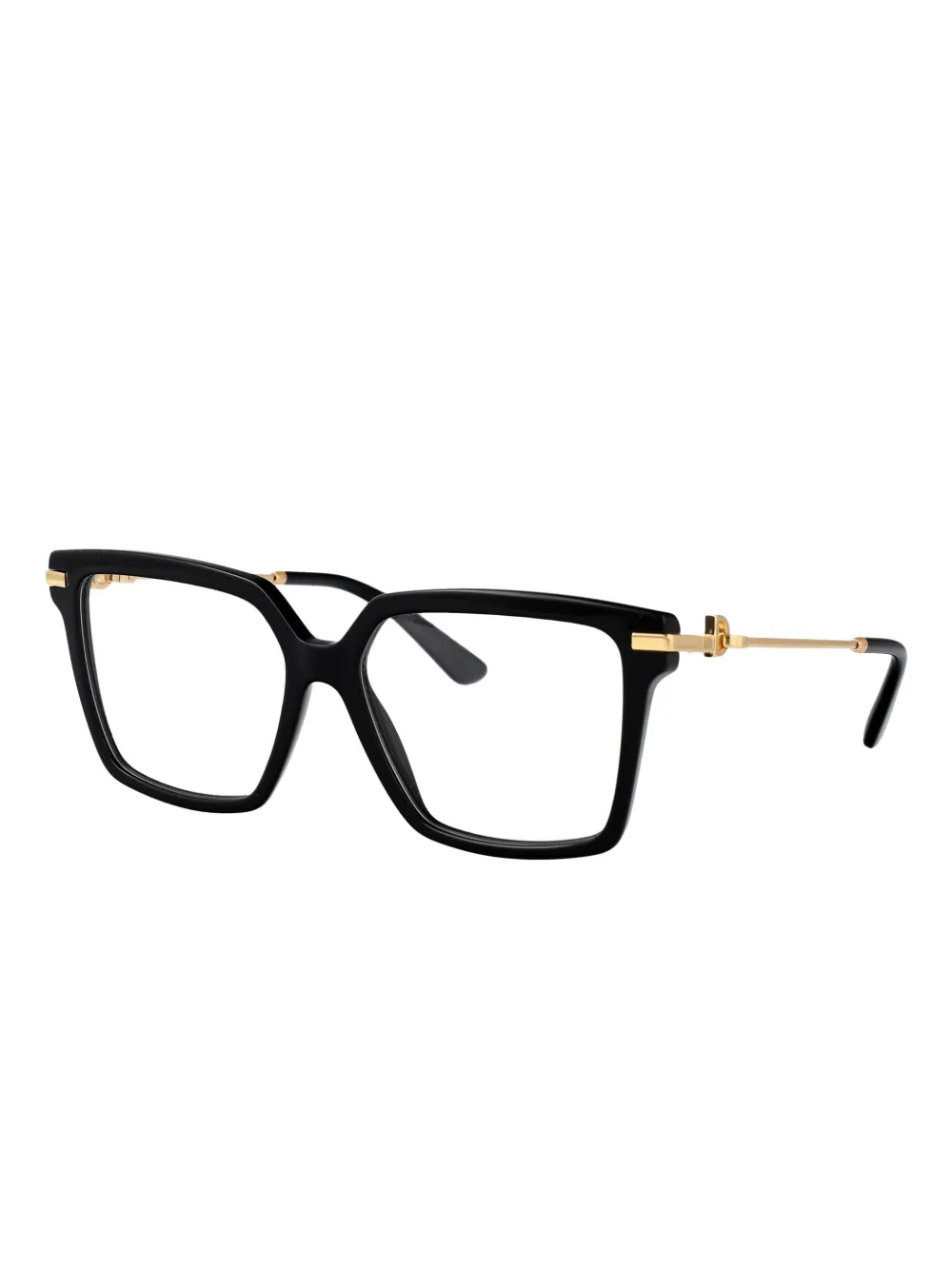 Dolce & Gabbana Eyewear gold-detail square glasses Zwart