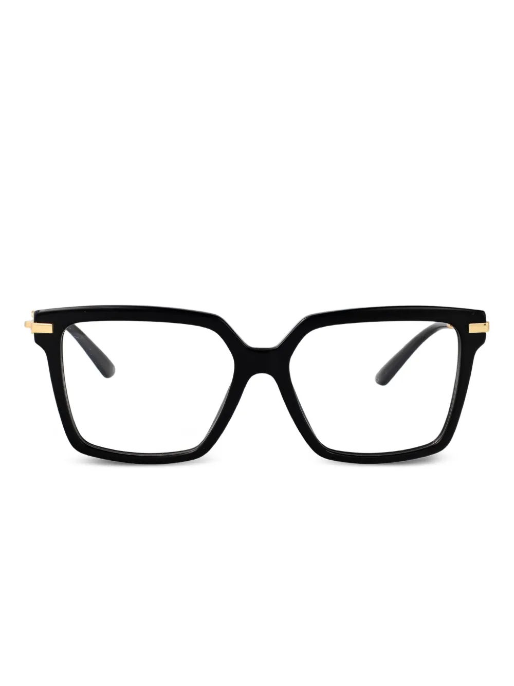 Dolce & Gabbana Eyewear gold-detail square glasses Zwart