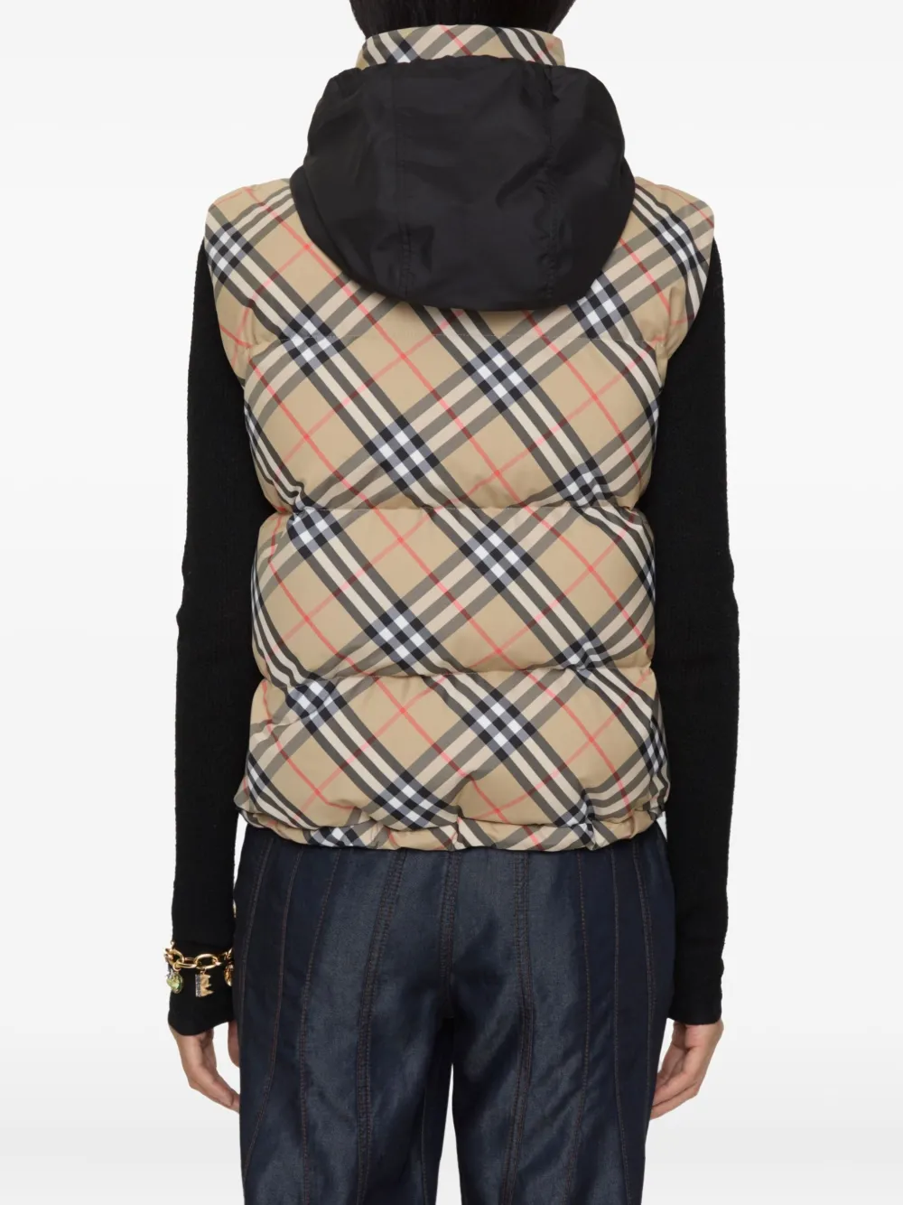 Burberry Check Puffer Gilet In Neutral