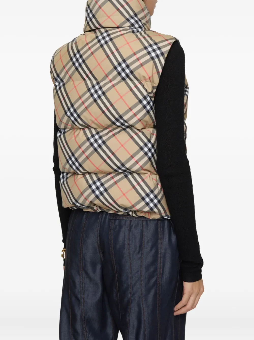 Burberry Check Puffer Gilet In Neutral