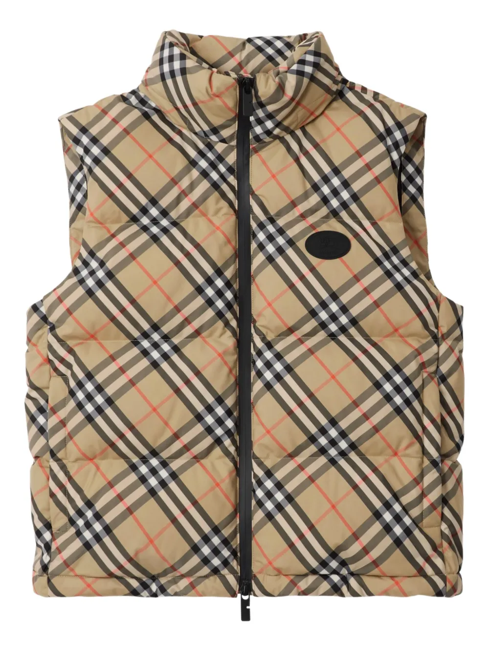 Burberry Check Puffer Gilet In Neutral