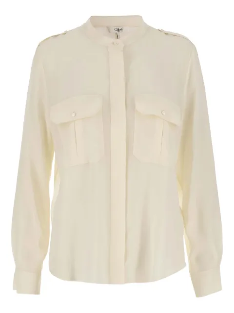 Chloé mandarin-collar silk shirt